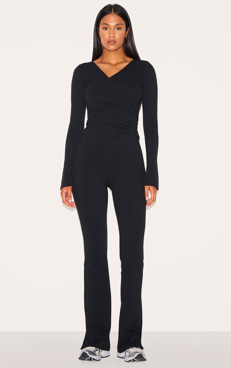 Pretty Little Thing Tall Black Snatched Sculpt Seam Detail Flare Leggings