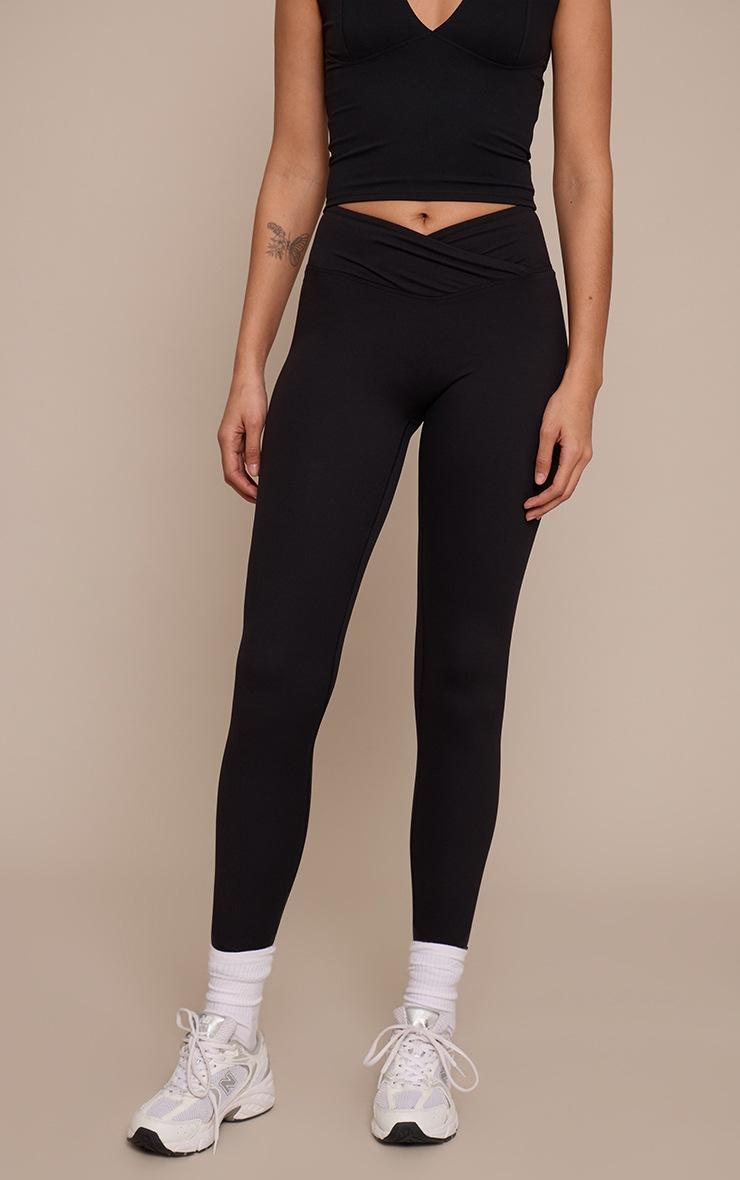 Pretty Little Thing Tall Black Snatched Sculpt Wrap Over Leggings