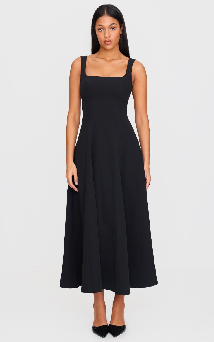 Pretty Little Thing Tall Black Square Neck Midaxi Dress