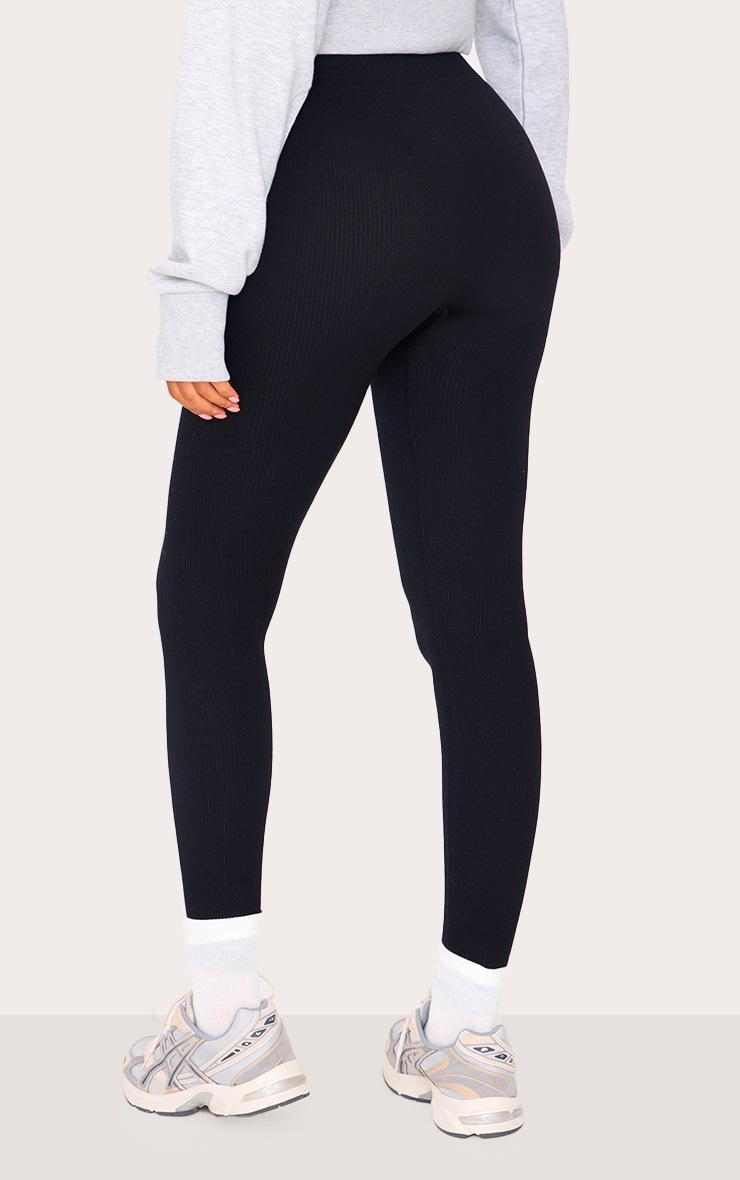 Pretty Little Thing Tall Black Structured Snatched Ribbed Leggings