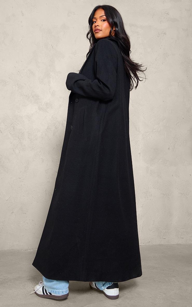 Pretty Little Thing Tall Black Wool Look Oversized Drop Shoulder Maxi Coat