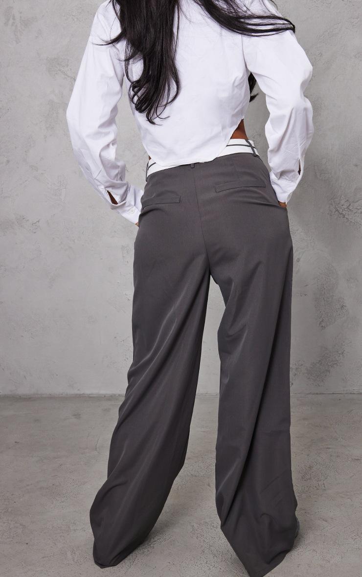 Pretty Little Thing Tall Charcoal Fold Over Front Pants