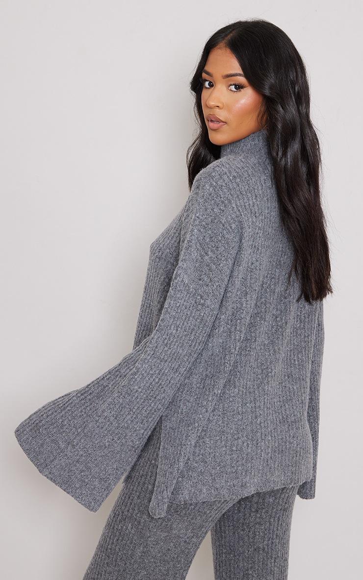 Pretty Little Thing Tall Charcoal Luxe Rib Knit Oversized Sweater