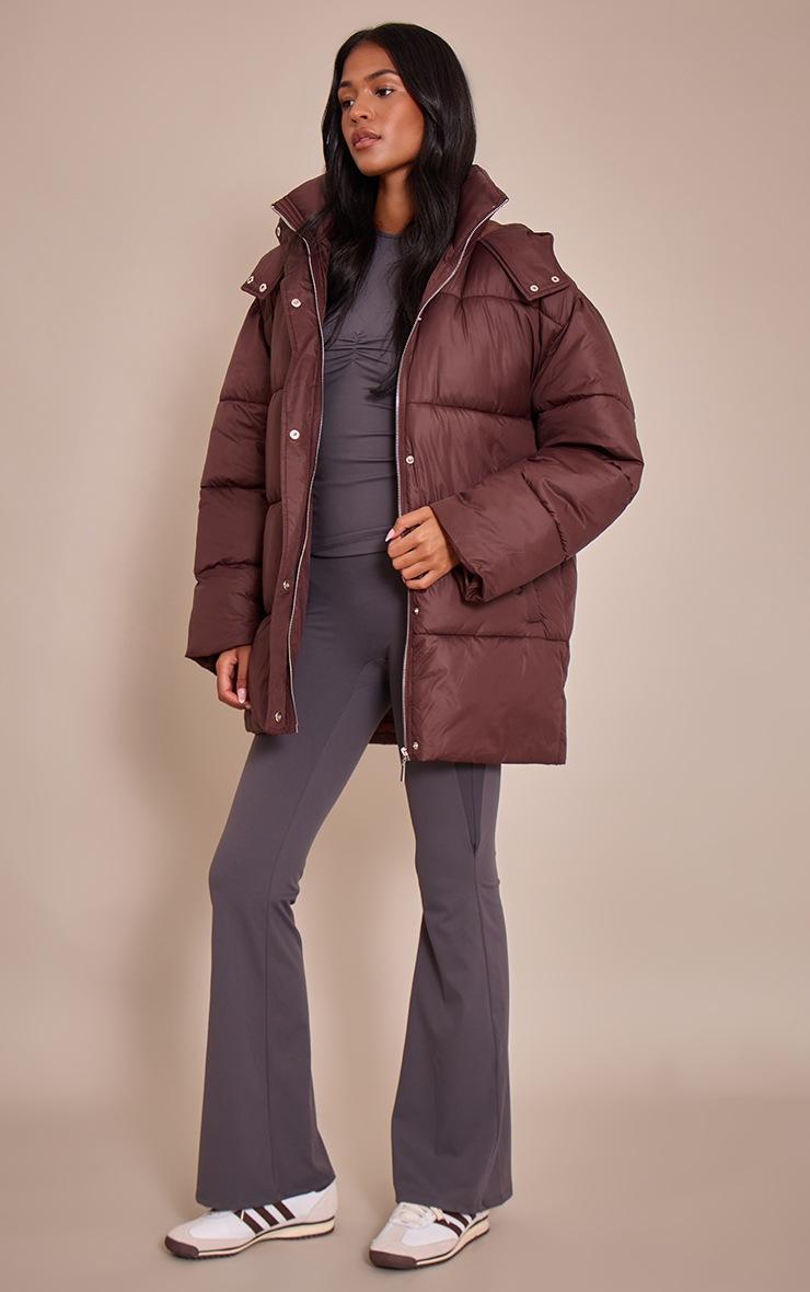 Pretty Little Thing Tall Chocolate Oversized Hooded Puffer Jacket