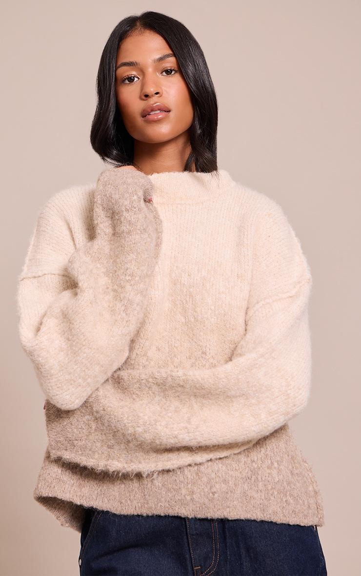 Pretty Little Thing Tall Cream Ombre Crew Neck Knitted Sweater