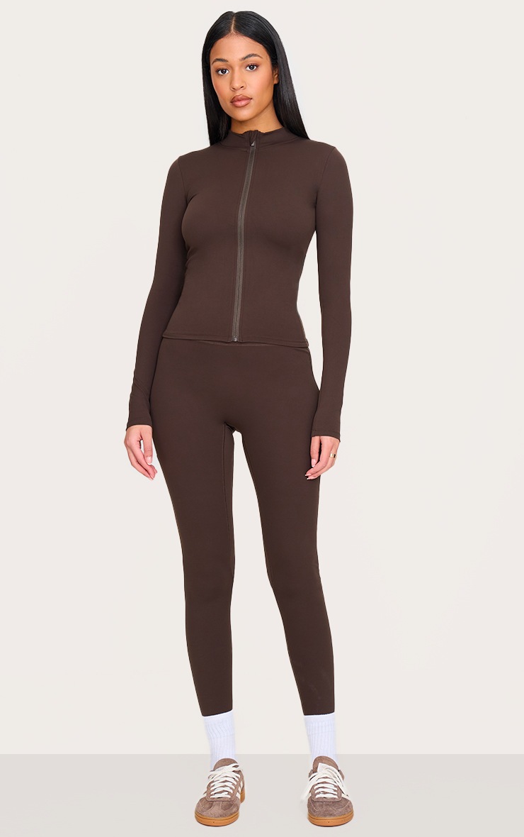 Pretty Little Thing Tall Espresso Basic Sculpt Zip Jacket