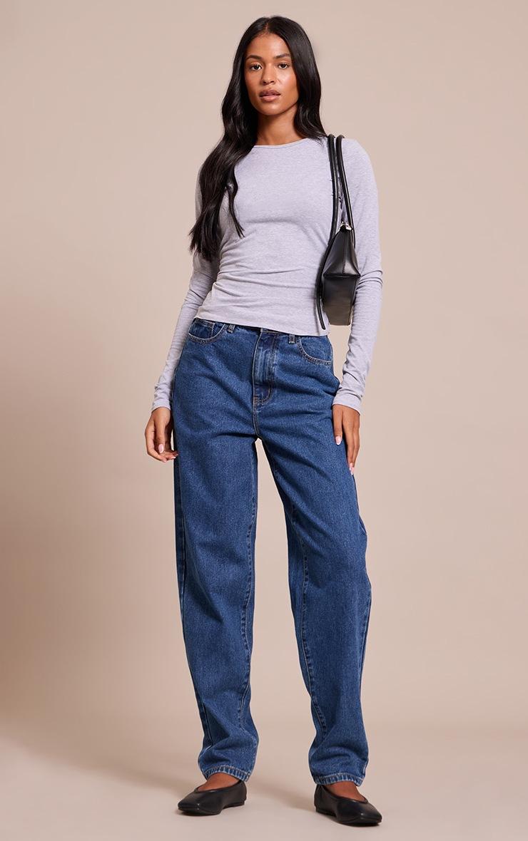 Pretty Little Thing Tall Grey Marl Crew Neck Cotton Long Sleeve Top