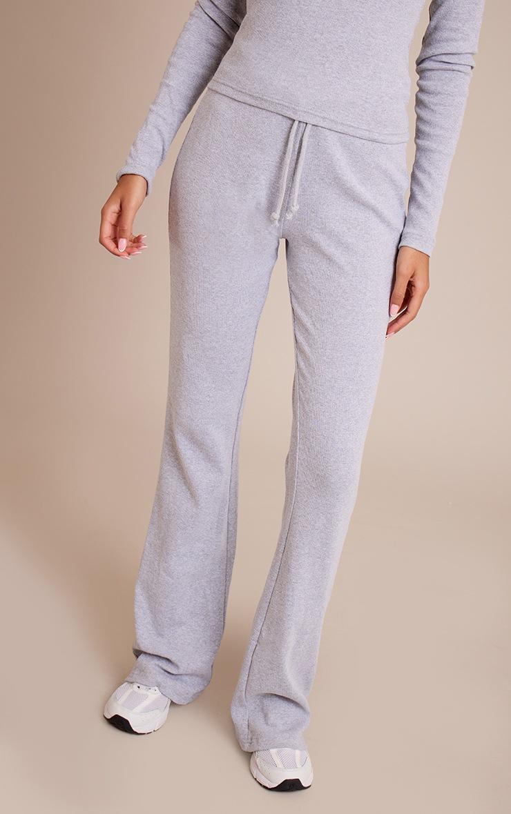 Pretty Little Thing Tall Grey Marl Drawstring Rib Flare Pants