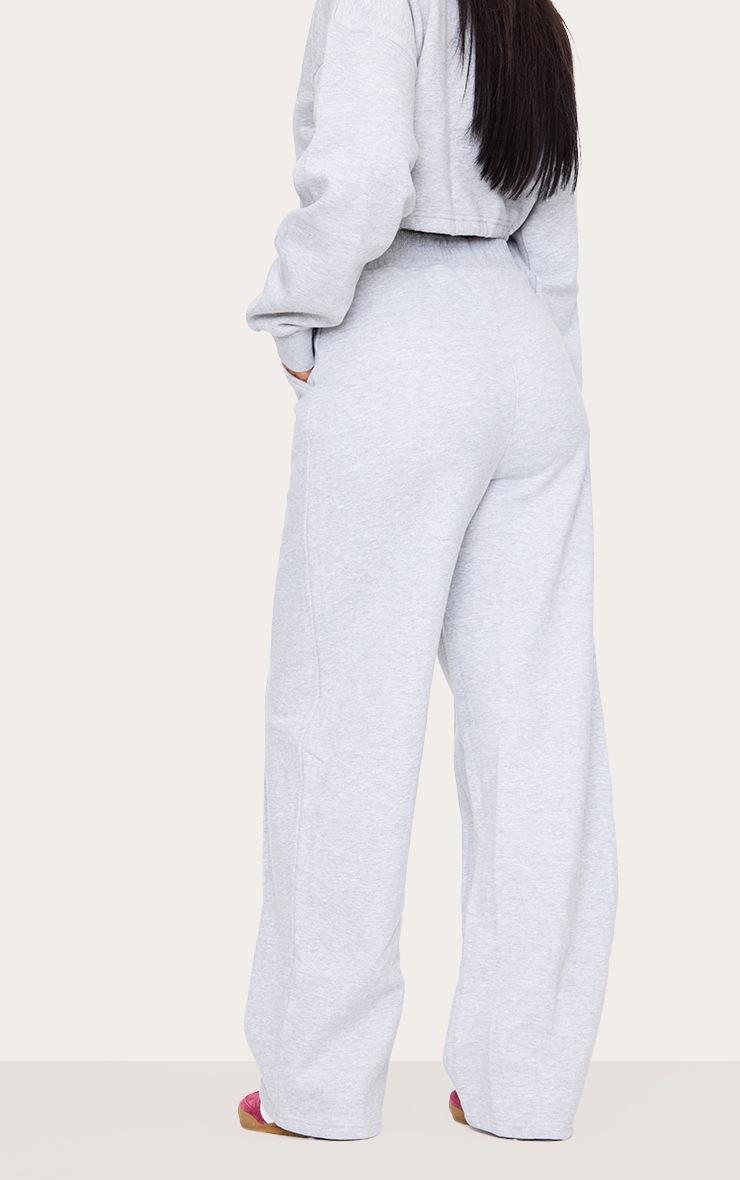 Pretty Little Thing Tall Grey Marl Seam Detail High Waist Wide Leg Sweatpants