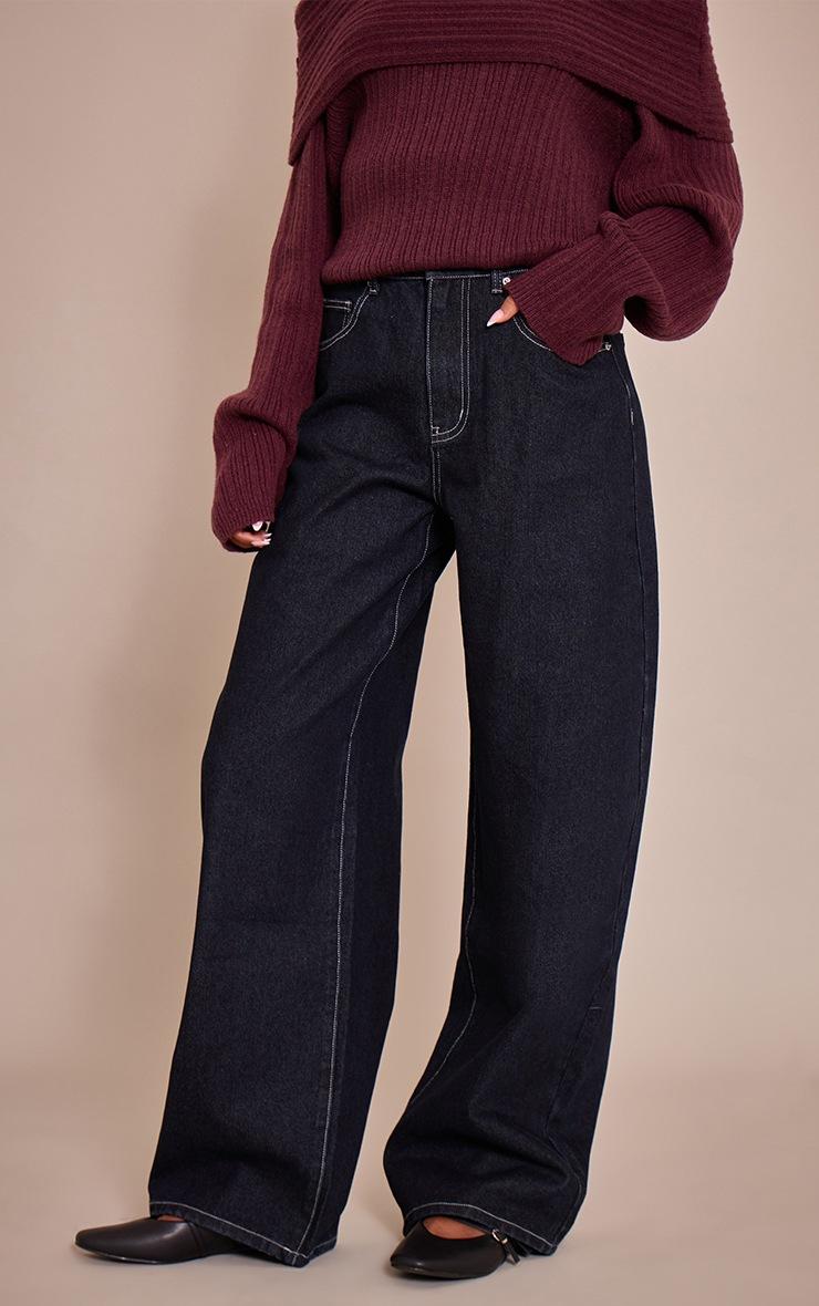 Pretty Little Thing Tall Indigo Dipped Back Waistband Boyfriend Jeans