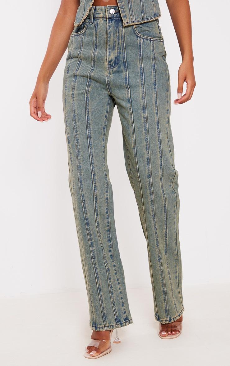 Pretty Little Thing Tall Indigo Vintage Wash High Waist Paneled Seam Detail Jeans