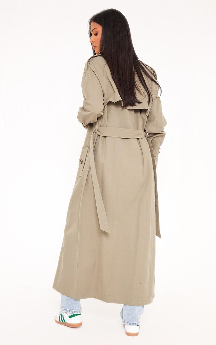 Pretty Little Thing Tall Khaki Panel Detail Belted Trench Coat