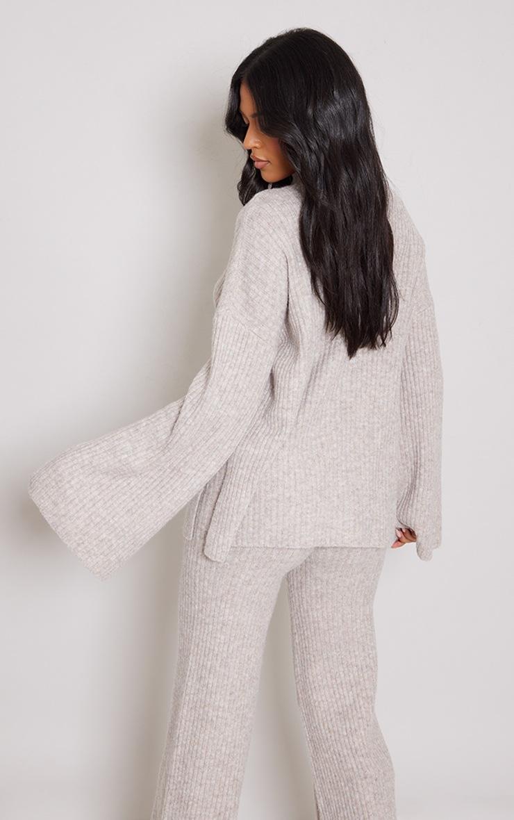 Pretty Little Thing Tall Light Brown Luxe Rib Knit Oversized Sweater