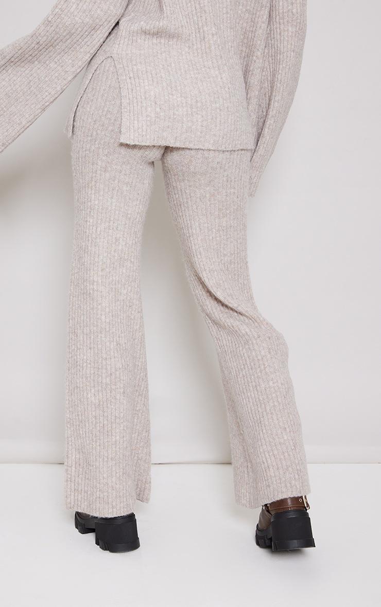 Pretty Little Thing Tall Light Brown Luxe Rib Knit Wide Leg Pants
