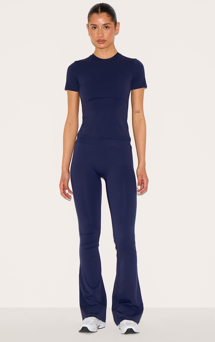 Pretty Little Thing Tall Midnight Blue Sculpt High Waisted Flared Yoga Pants