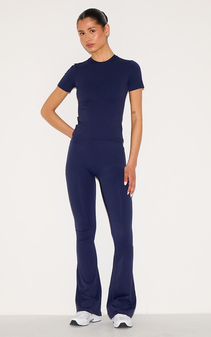 Pretty Little Thing Tall Midnight Blue Sculpt Longline Short Sleeve Gym Top