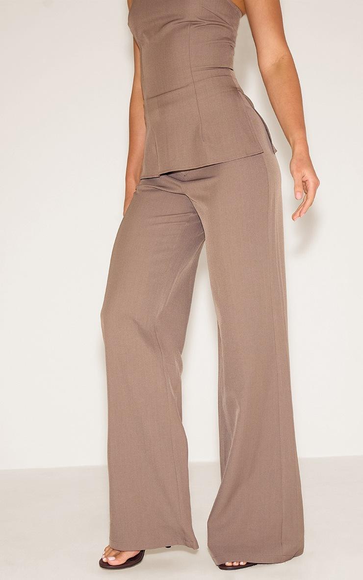 Pretty Little Thing Tall Mushroom Mid Rise Tailored Wide Leg Pants