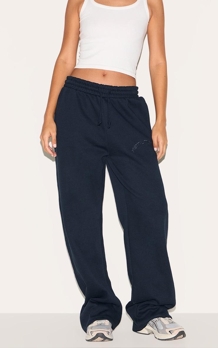 Pretty Little Thing Tall Navy Drawstring Wide Leg Sweatpants