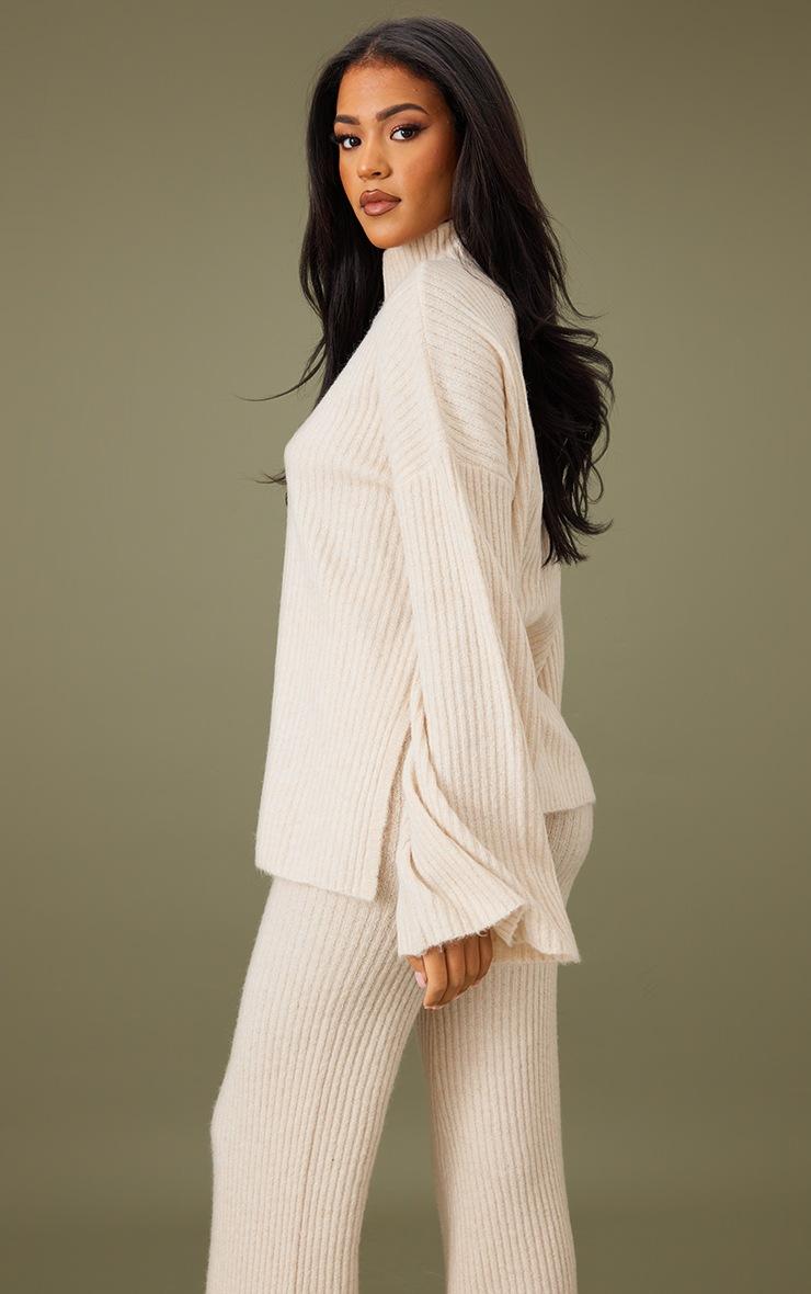 Pretty Little Thing Tall Oatmeal Luxe Rib Knit Oversized Sweater