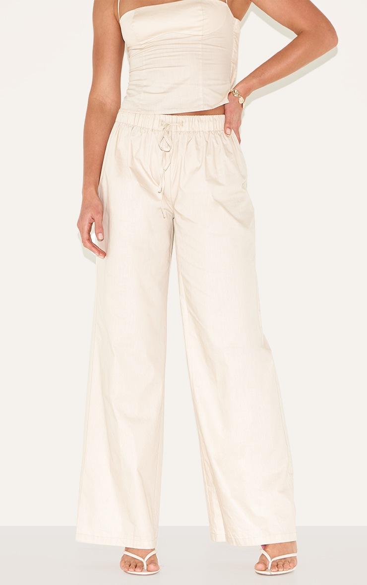 Pretty Little Thing Tall Sand Drawstring Woven Wide Leg Pants