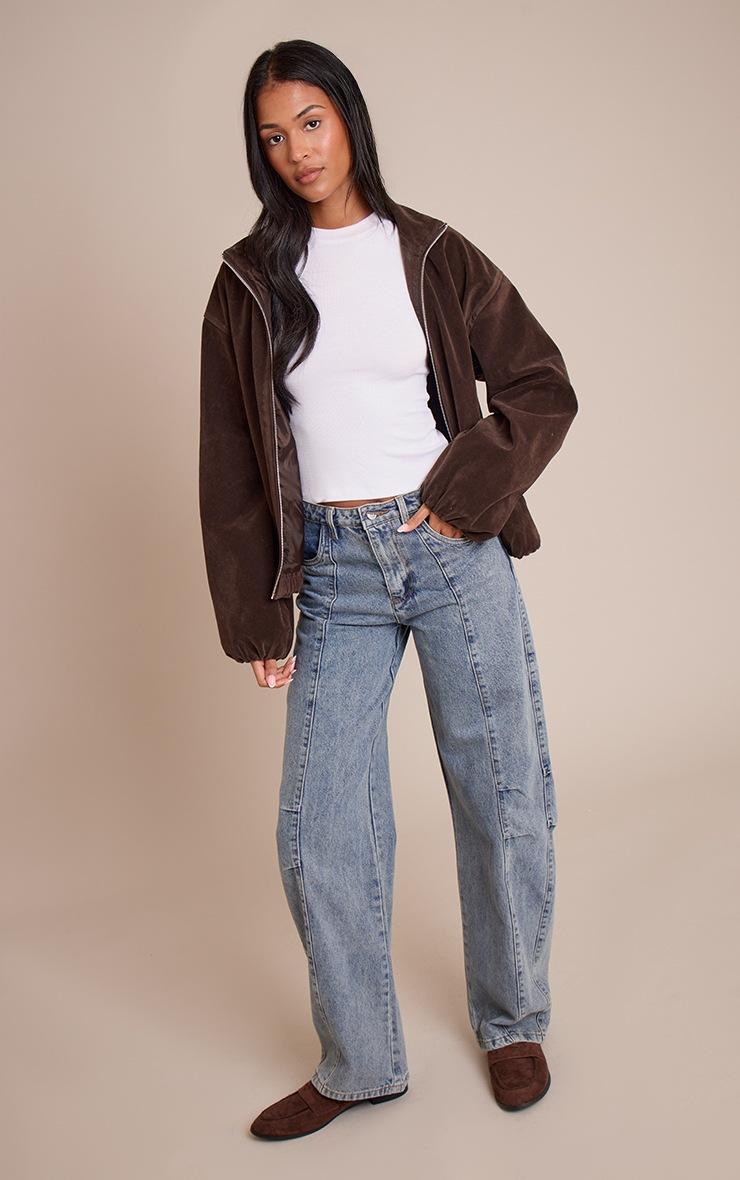 Pretty Little Thing Tall Vintage Mid Rise Seam Detail Barrel Jeans