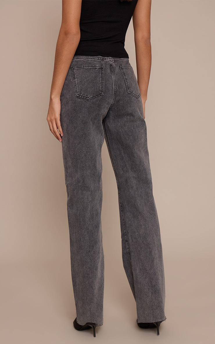Pretty Little Thing Tall Washed Grey High Waist Straight Leg Jeans
