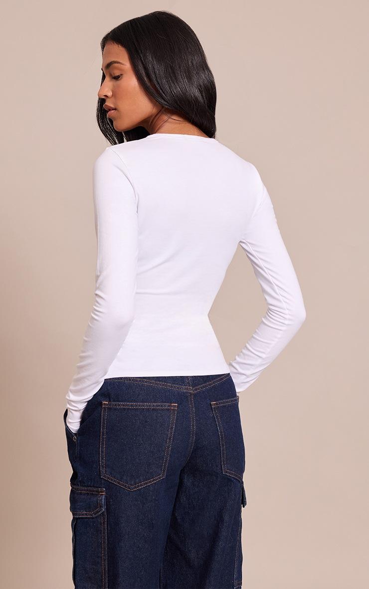 Pretty Little Thing Tall White Crew Neck Cotton Long Sleeve Top