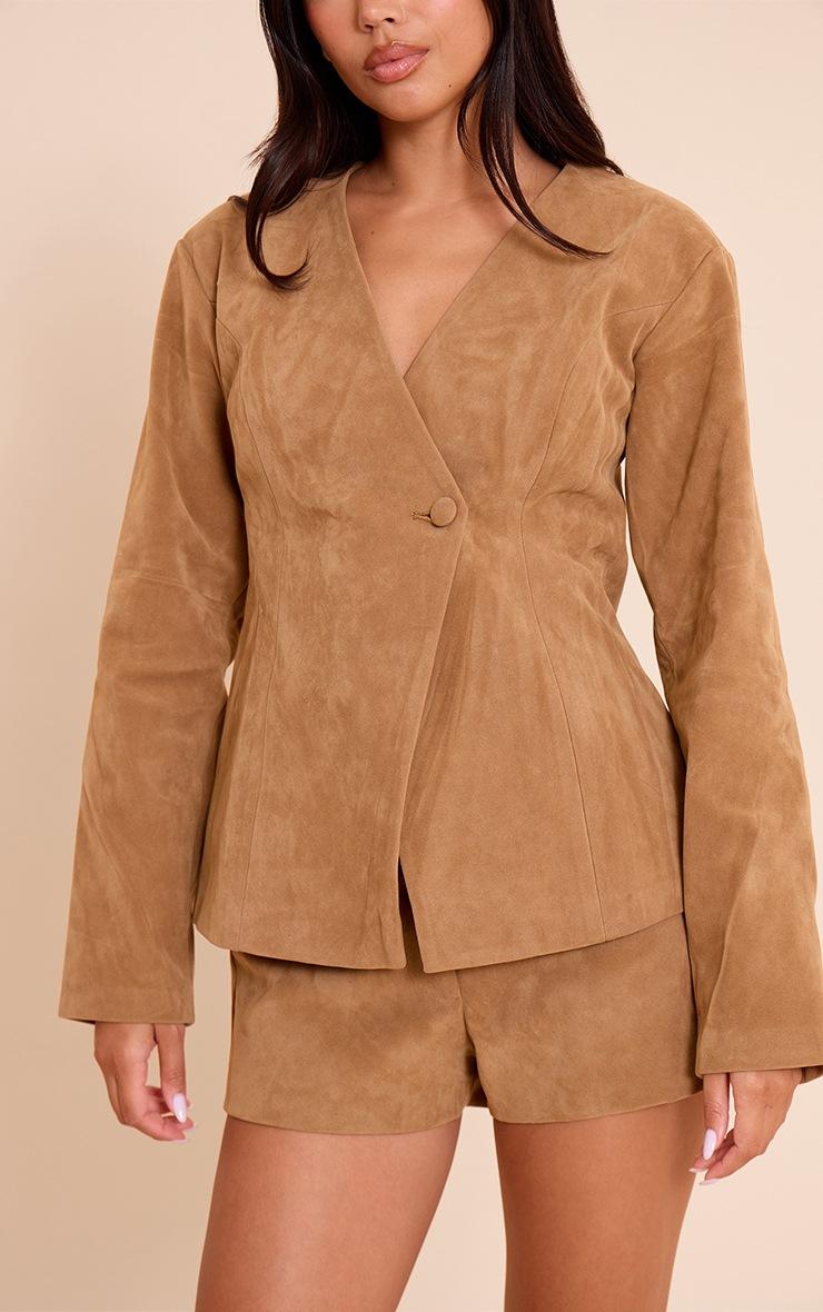 Pretty Little Thing Tan Structured Faux Suede Tailored Shorts