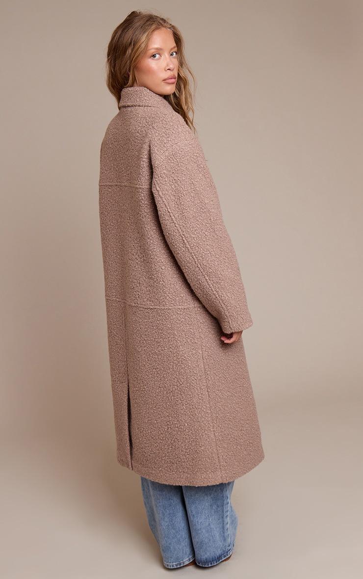 Pretty Little Thing Taupe Boucle Double Breasted Maxi Coat