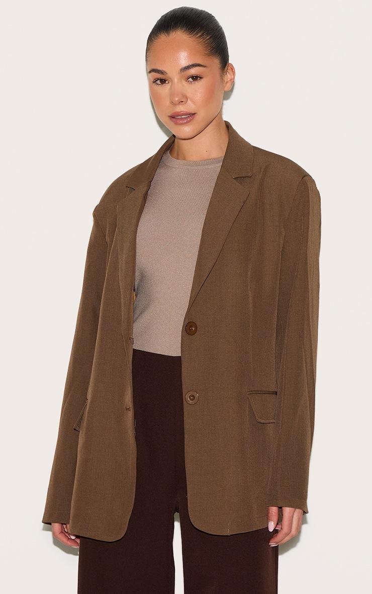 Pretty Little Thing Taupe Seam Detail Structured Oversized Blazer