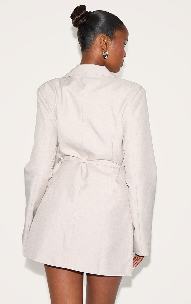 Pretty Little Thing Taupe Woven Tie Belt Blazer Dress