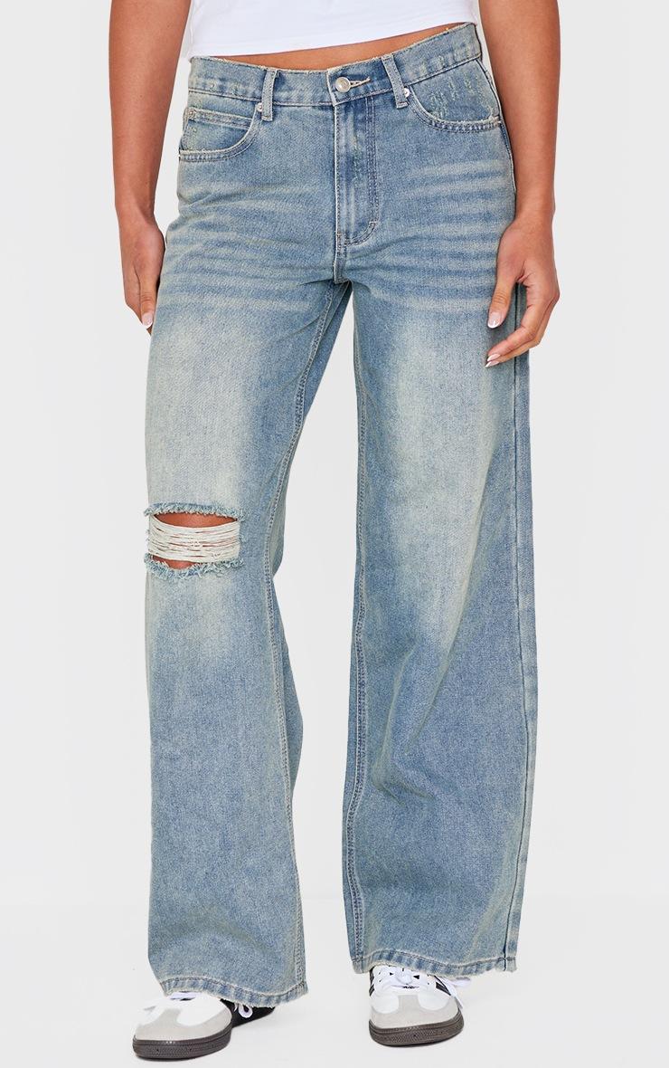 Pretty Little Thing Vintage Ripped Knee Frayed Hem Boyfriend Jeans