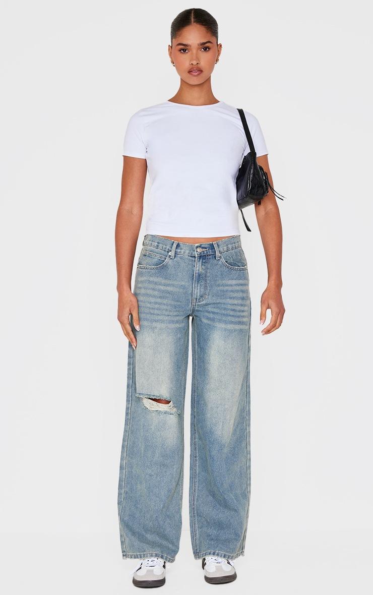 Pretty Little Thing Vintage Ripped Knee Frayed Hem Boyfriend Jeans