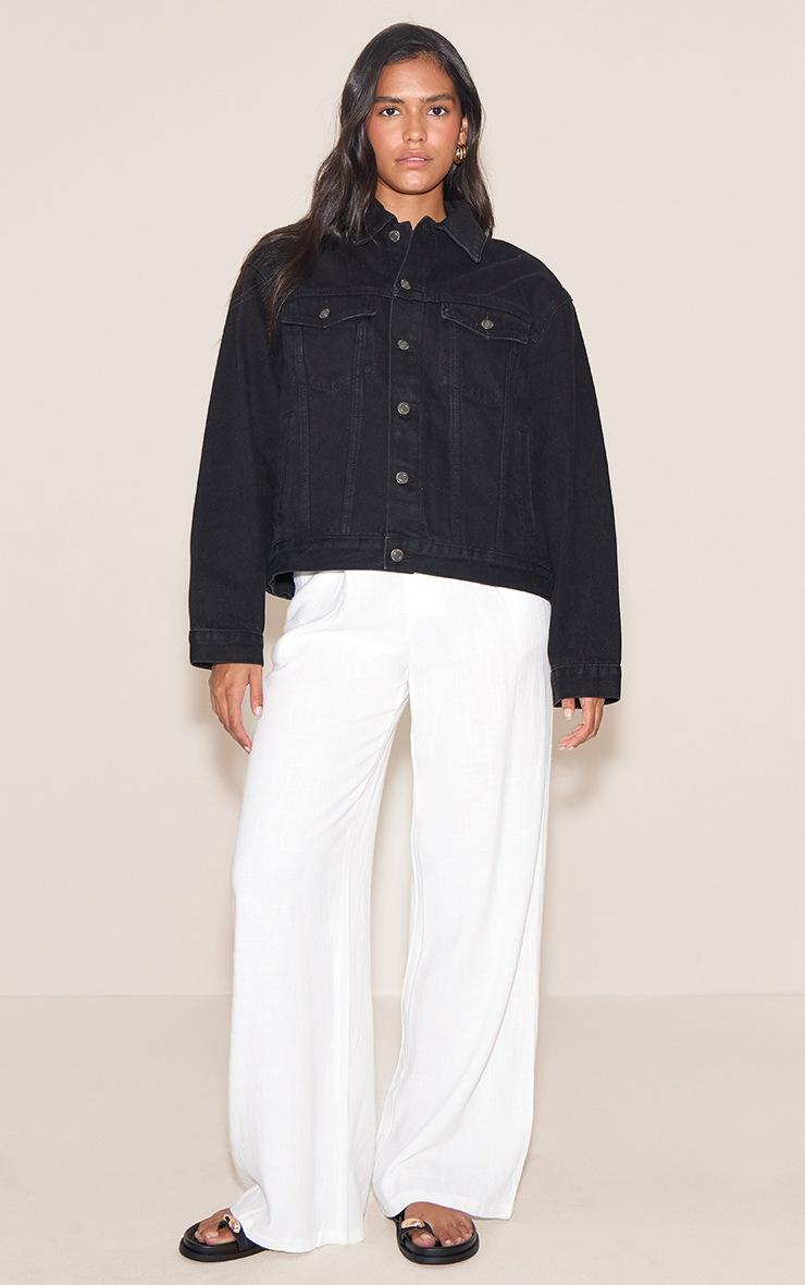 Pretty Little Thing Washed Black Oversized Classic Denim Jacket
