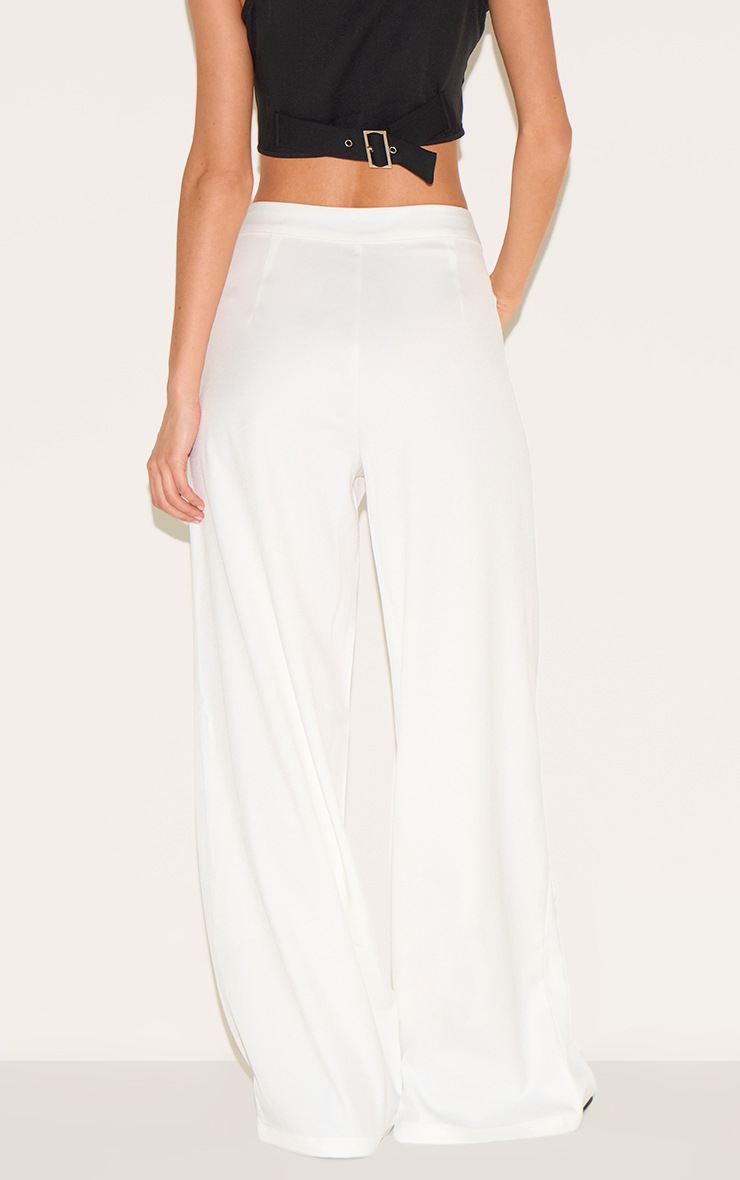 Pretty Little Thing White Adjustable Waistband Detail Tailored Pants