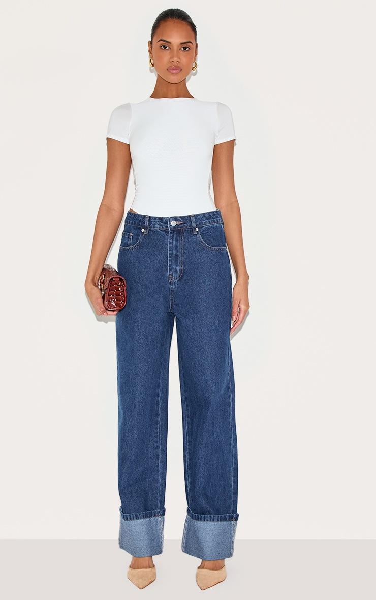 Pretty Little Thing White Basic Slinky Short Sleeve Bodysuit