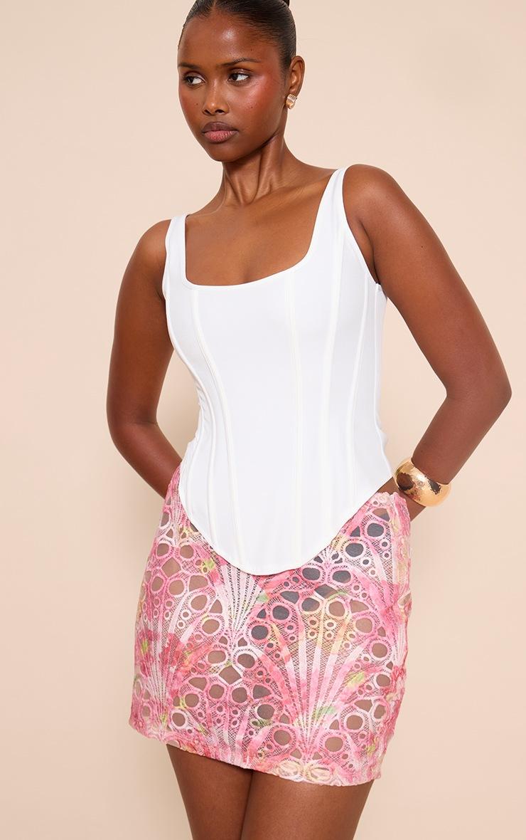 Pretty Little Thing White Boned Dip Hem Longline Corset