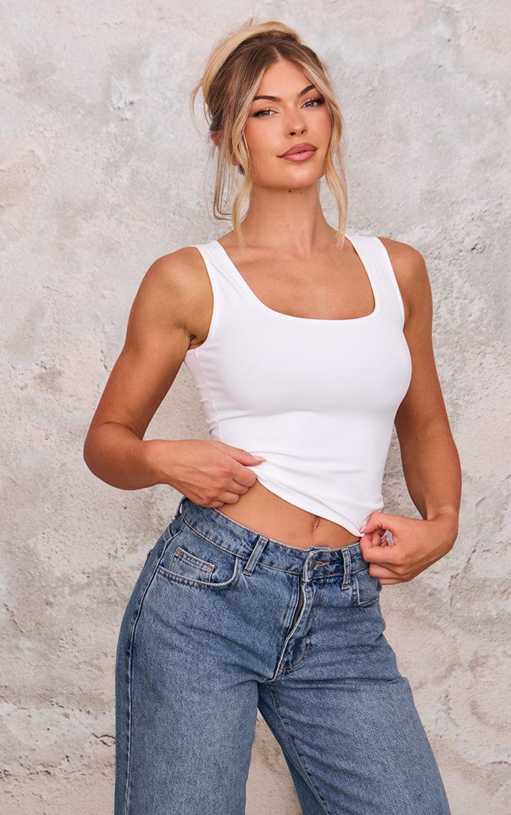 Pretty Little Thing White Contour Scoop Neck Fitted Vest Top