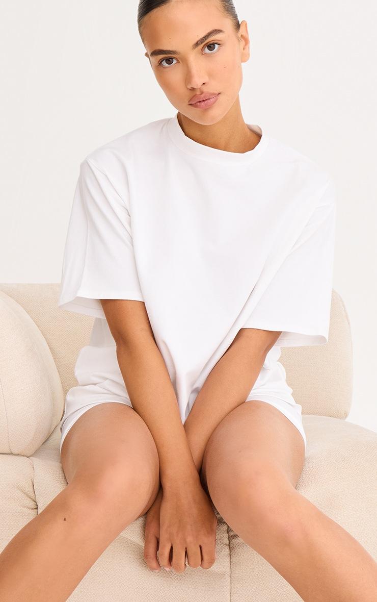 Pretty Little Thing White Cotton Basic Oversized T-shirt