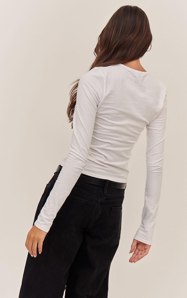 Pretty Little Thing White Cotton Crew Neck Long Sleeve Top