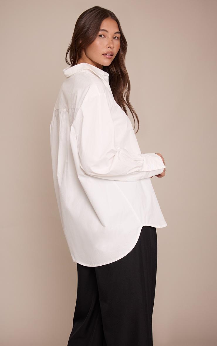 Pretty Little Thing White Cotton Oversized Cuff Shirt