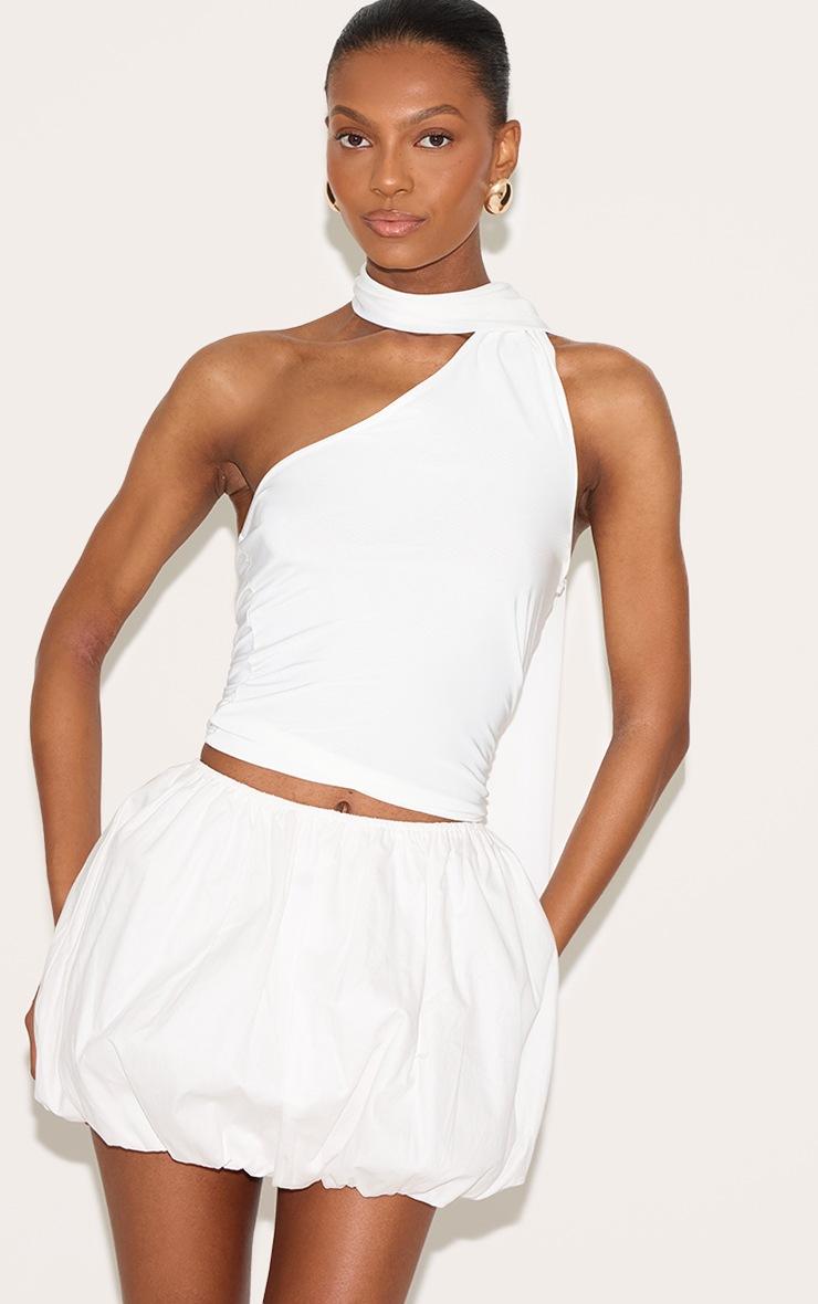 Pretty Little Thing White Cotton Puffball Mini Skirt