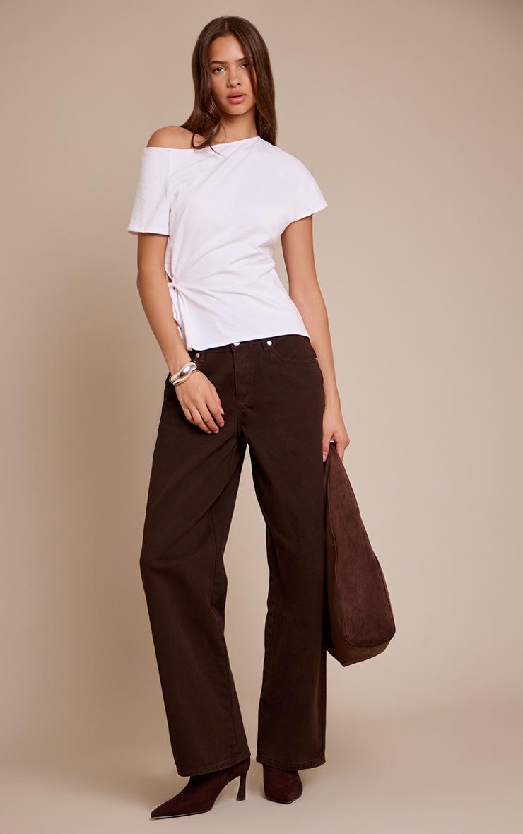 Pretty Little Thing White Cotton Tie Waist Detail T Shirt