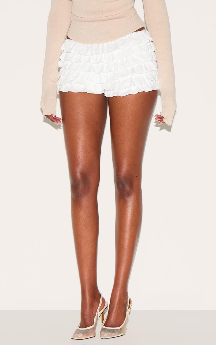Pretty Little Thing White Extreme Frilly Bloomer Shorts