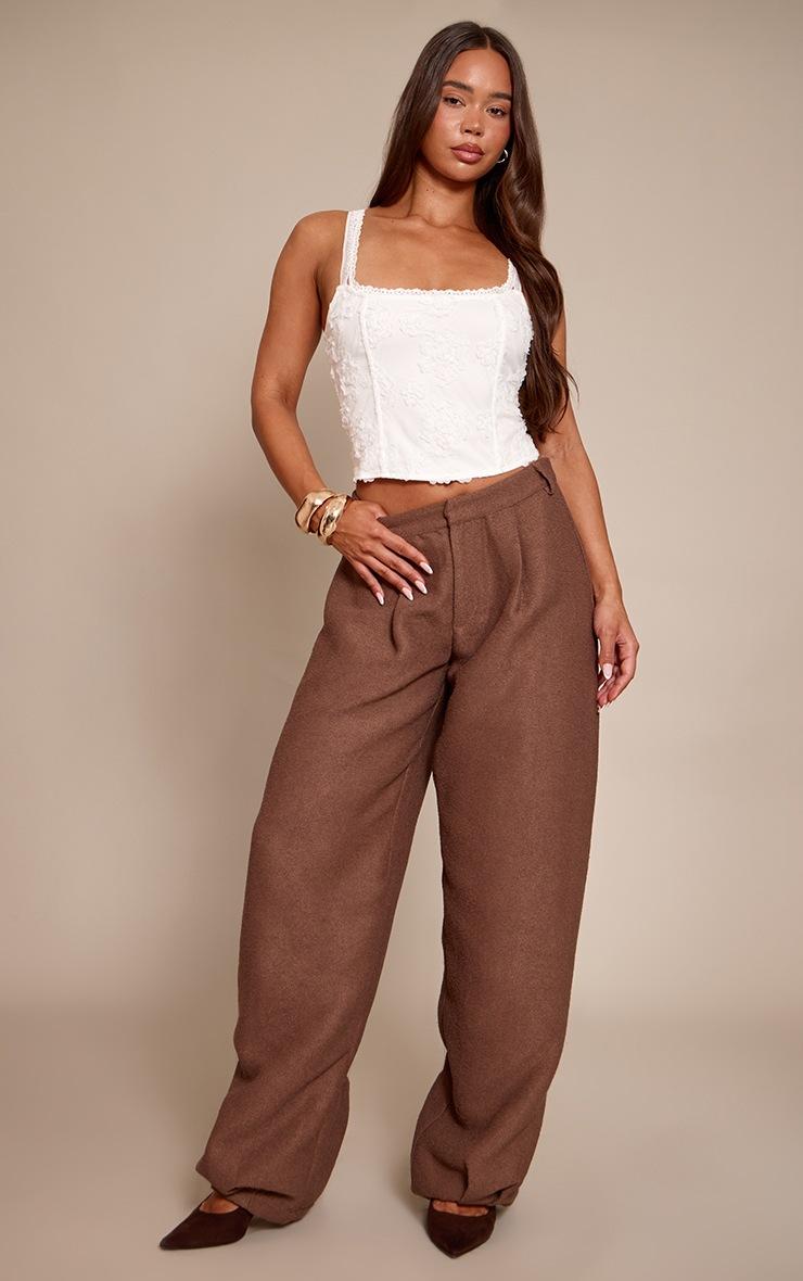 Pretty Little Thing White Floral Textured Boned Corset