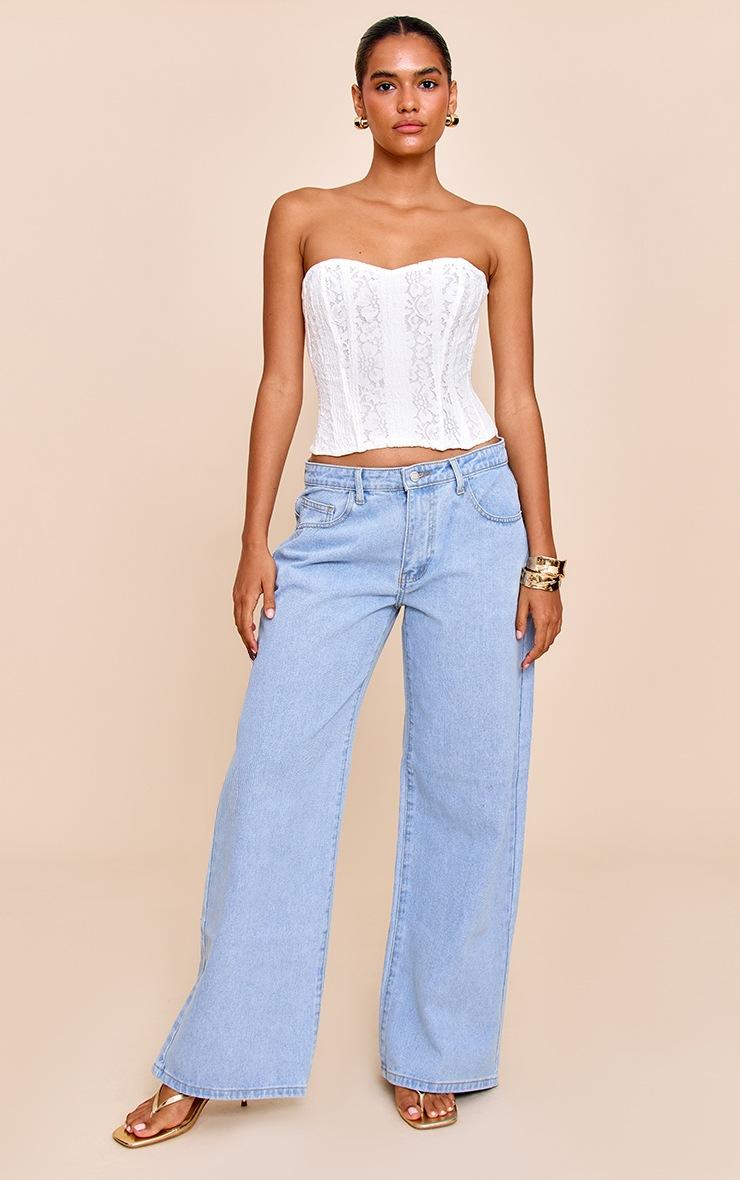 Pretty Little Thing White Lace Boned Bandeau Corset Top