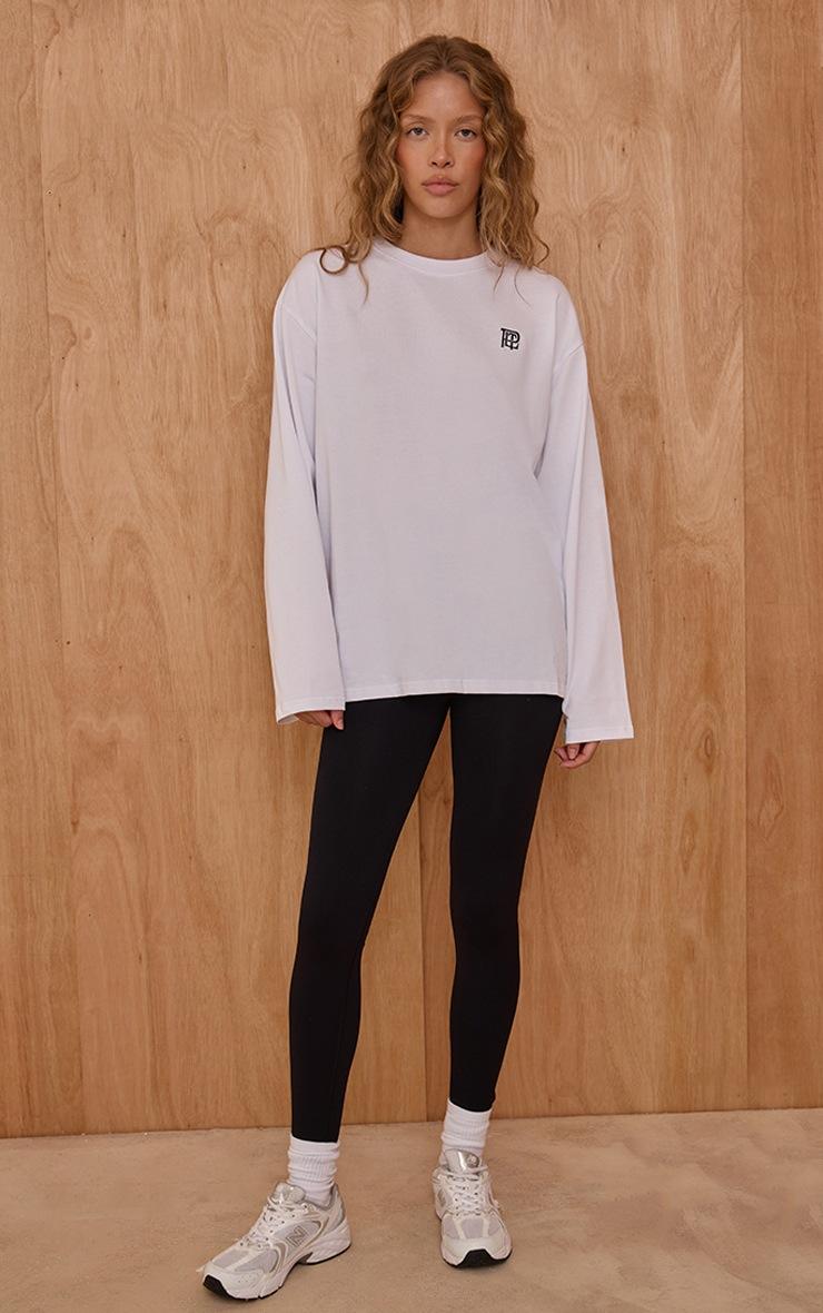 Pretty Little Thing White Oversized Embroidered T-Shirt