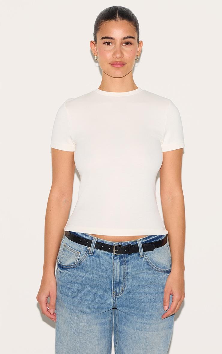 Pretty Little Thing White Premium Soft Touch Fitted T Shirt