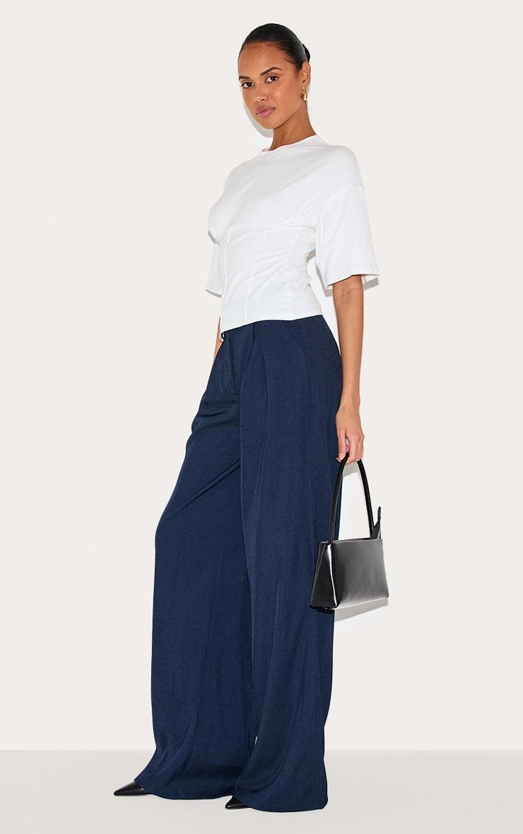 Pretty Little Thing White Ruched Bust Detail Fitted T Shirt