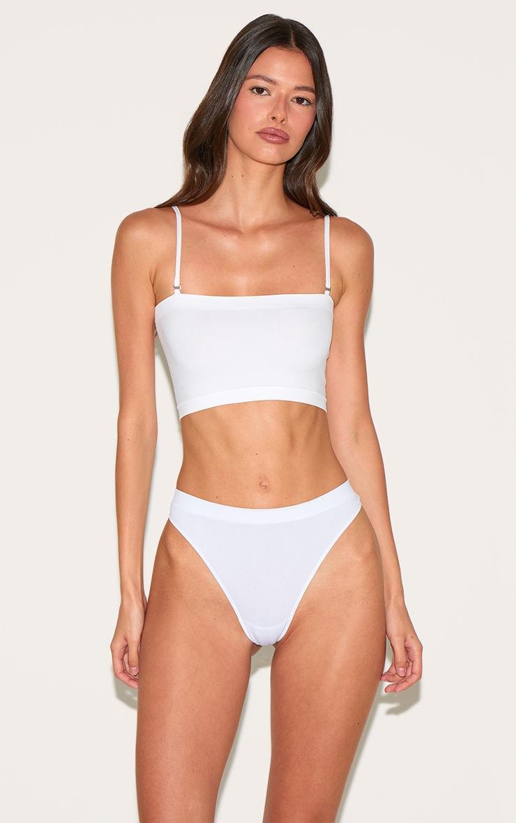 Pretty Little Thing White Seamless Bandeau Removeable Strap Bra